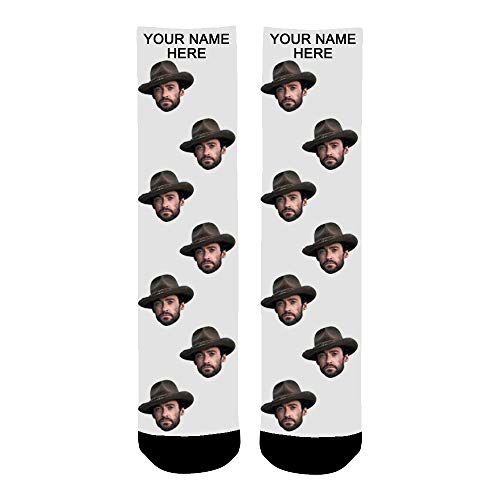 ABIsedrin Calcetines personalizados, calcetines divertidos con foto, regalo del día del padre, cumpleaños, día de Navidad (Blanco)
