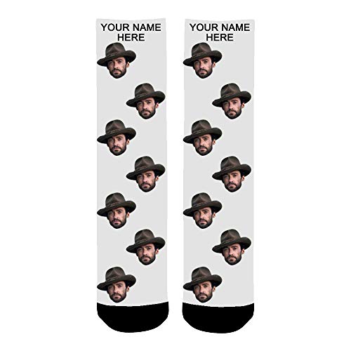 ABIsedrin Calcetines personalizados, calcetines divertidos con foto, regalo del día del padre, cumpleaños, día de Navidad (Blanco)