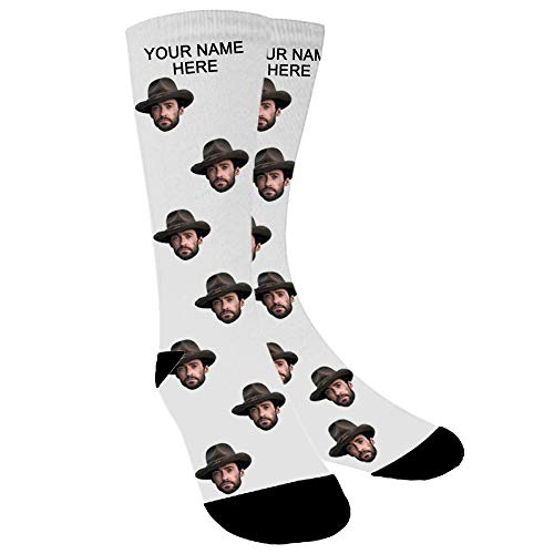 ABIsedrin Calcetines personalizados, calcetines divertidos con foto, regalo del día del padre, cumpleaños, día de Navidad (Blanco)