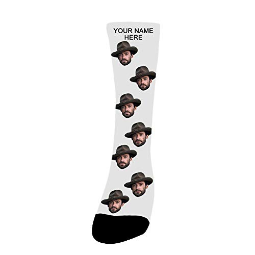 ABIsedrin Calcetines personalizados, calcetines divertidos con foto, regalo del día del padre, cumpleaños, día de Navidad (Blanco)