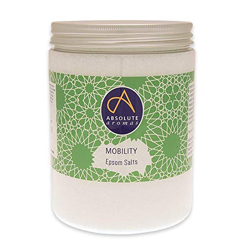 Absolute Aromas Mobility Sal de baño de Epsom 1150g - Sulfato de magnesio con aceites esenciales 100% puros - Aceite de menta, romero y eucalipto