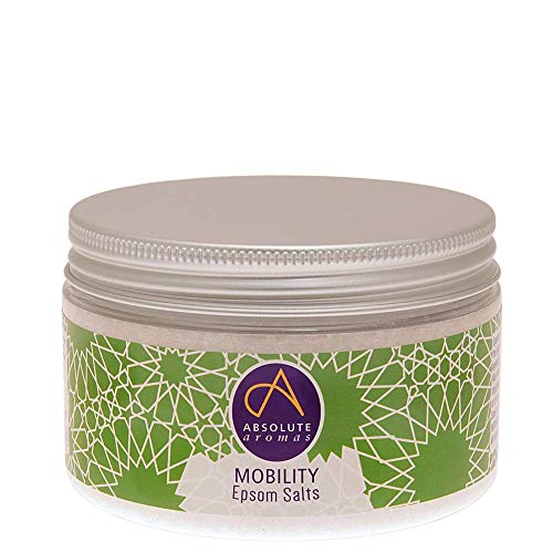 Absolute Aromas Mobility Sal de baño de Epsom 300g - Sulfato de magnesio con aceites esenciales 100% puros - Aceite de menta, romero y eucalipto