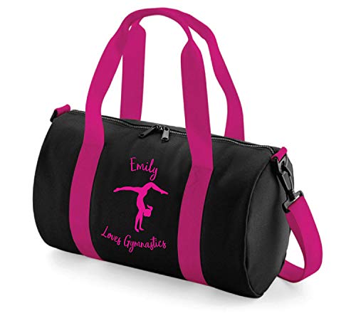 Absolutely Top - Bolsa de mano personalizada para gimnasia, color Rosa Bebé &Amp; Tirantes Blancos/Impresión Blanca, tamaño talla única