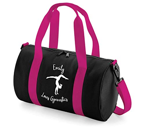 Absolutely Top - Bolsa de mano personalizada para gimnasia, color Rosa Bebé &Amp; Tirantes Blancos/Impresión Blanca, tamaño talla única