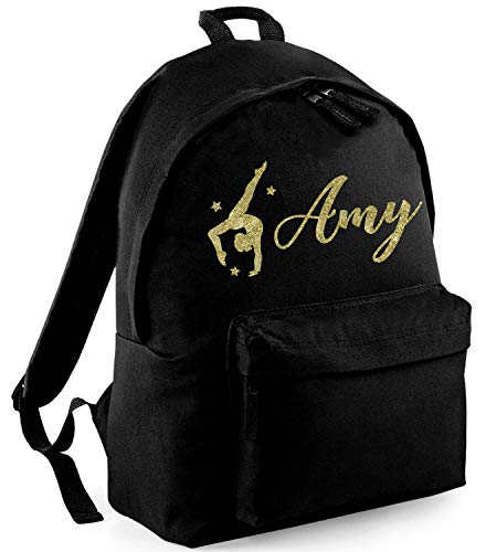 Absolutely Top - Mochila de Gimnasia con Purpurina para niños, Personalizable Ink Black/Magenta Glitter 38 x 28 x 19cm