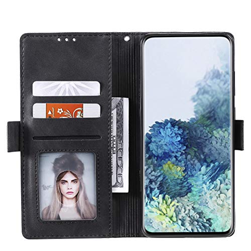 Abuenora Funda para Samsung Galaxy Note 20 Ultra, Carcasa Libro con Tapa Flip Case Antigolpes Cartera PU Cuero con Soporte Plegable Oficial Vintage Clasica Empalme Funda Color Negro