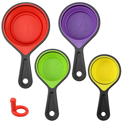 Accessotech - Juego de 4 cucharas medidoras de silicona plegables para cocina