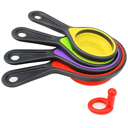 Accessotech - Juego de 4 cucharas medidoras de silicona plegables para cocina