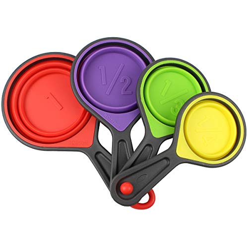 Accessotech - Juego de 4 cucharas medidoras de silicona plegables para cocina