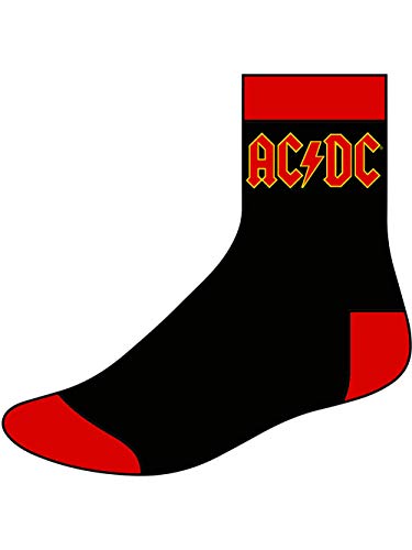 AC/DC Calcetines Oficiales Con Logo Estampado - Negro/Rojo