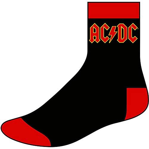 AC/DC Calcetines Oficiales Con Logo Estampado - Negro/Rojo