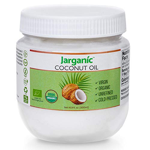 Aceite de Coco Virgen Extra Orgánico Bio 500 ml – Aceite de Coco Prensado en Frío sin Refinar para Piel, Cabello y Cocinar – Jarganic