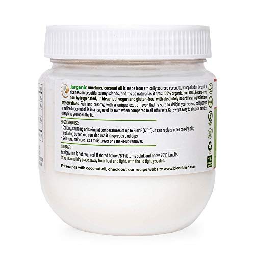 Aceite de Coco Virgen Extra Orgánico Bio 500 ml – Aceite de Coco Prensado en Frío sin Refinar para Piel, Cabello y Cocinar – Jarganic