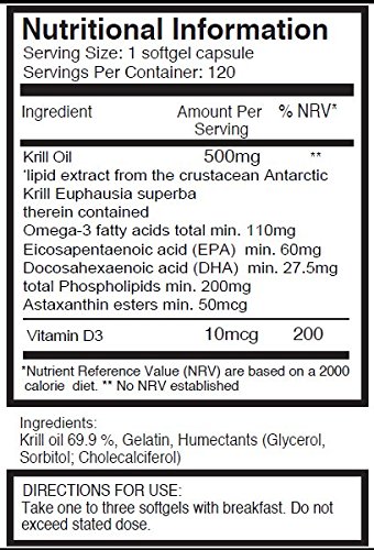 Aceite de Kril Aker Ultra Puro 500mg x 240 cápsulas (2 frascos) - de las limpias aguas del Antártico que dan un rico suministro de Astaxantina, Omega 3, y Vitamina D. SKU: KRI500