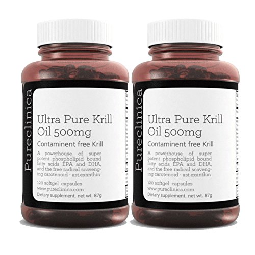 Aceite de Kril Aker Ultra Puro 500mg x 240 cápsulas (2 frascos) - de las limpias aguas del Antártico que dan un rico suministro de Astaxantina, Omega 3, y Vitamina D. SKU: KRI500