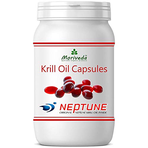 Aceite de Krill cápsulas 90 o 270, 100% puro NEPTUNE aceite de krill premium - Omega 3,6,9 astaxantina, fosfolípidos, colina, vitamina E - Calidad de la marca MoriVeda (1x90)