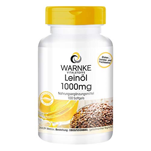 Aceite de Linaza 1000mg – Prensado en frío – 52,6% de Ácido Alfa – Linolénico (Ácidos grasos Omega 3) – 100 cápsulas