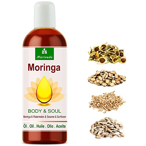 Aceite de Moringa Body & Soul (Cuerpo y Alma) aceites 100% prensados en frío de semillas de Moringa, sandía, sésamo y girasol. Para cocina, masajes, cuidado de la piel, antienvejecimiento, 100ml