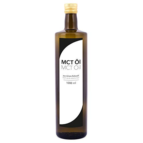 Aceite Detoxfy MCT, calidad premium (6 veces más fuerte que el aceite de coco - sabor neutro), 1 paquete (1 x 1000 ml) en una práctica botella de vidrio