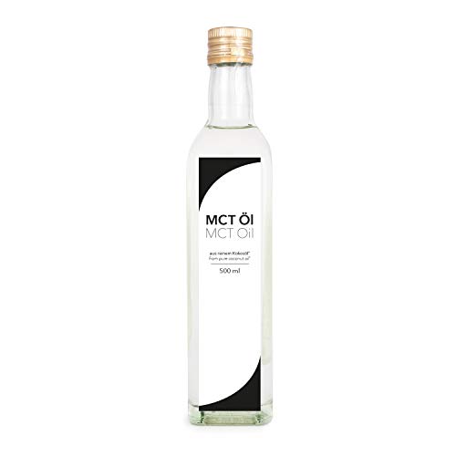 Aceite Detoxfy MCT, calidad premium (6 veces más fuerte que el aceite de coco - sabor neutro), 1 paquete (1 x 500ml) en una práctica botella de vidrio