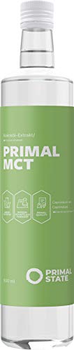 Aceite PRIMAL MCT en botella de vidrio | Extracto de aceite de coco | Sabor neutral | Ácido caprílico (C-8) y ácido cáprico (C-10) | Café Bulletproof | MCT Oil - 500ml