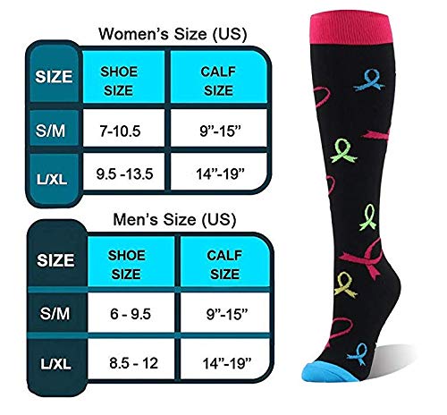 Acexy Calcetines de compresión (7 pares) para mujeres y hombres, para correr, enfermeras, circulación y recuperación (Mezcla 1, L/XL)