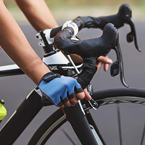 Actesso Guantes de Entrenamiento para el Ejercicio - Guantes de Entrenamiento Acolchados para Ciclismo, Levantamiento de Pesas y Crossfit (Azul, Medio)