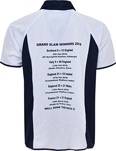 Activewear - England Rugby Grand Slam - Camiseta de rugby, Grand Slam de Inglaterra, ganadores del 2016, talla S a 5 XL, Hombre, NMRGSWS01, blanco y azul marino, medium