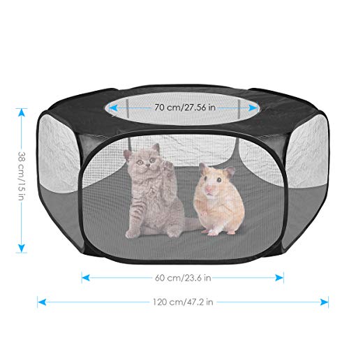 Actualizado Carpa de Jaula para Animales Pequeños con Cubierta Superior Corral para Mascotas Transpirable Y Plegable Valla de Ejercicio Abierta Al Aire Libre/Interior