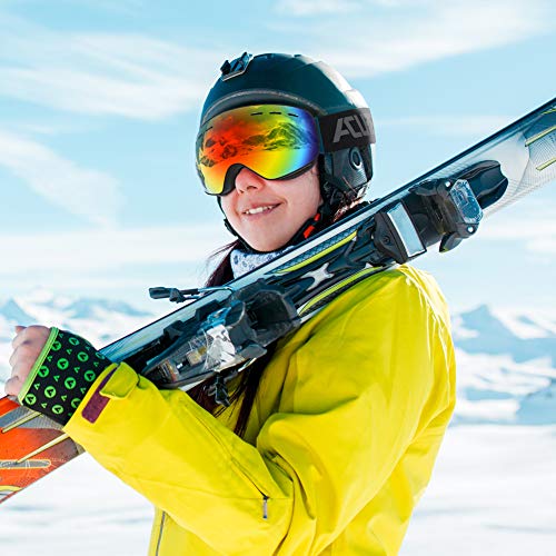 ACURE SG01 Gafas de esquí- Gafas de Snowboard OTG sin Marco para Nieve, Doble Lente con protección antiniebla y UV400 para Hombre, Mujer y Juventud (Rojo)