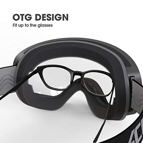 ACURE SG01 Gafas de esquí- Gafas de Snowboard OTG sin Marco para Nieve, Doble Lente con protección antiniebla y UV400 para Hombre, Mujer y Juventud (Rojo)