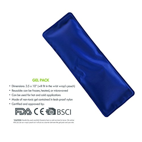 Adalid Gear - Muñequera con gel para terapia de frío y calor - Envoltura ajustable, multipropósito, apto para microondas y reutilizable (tamaño único, mano izquierda o derecha), Azul puro., talla única