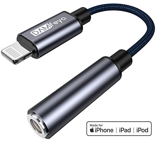 Adaptador iPhone 8 Adaptador Lightning Jack a 3,5mm Conector de auriculares MFi certificado iPhone 8Plus iPhone7/7Plus/11Pro/X/XS Convertidor de Audio y llamadas y Control de la música y Todos los iOS