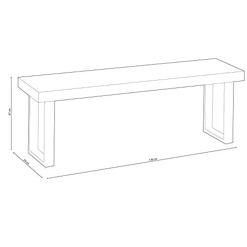 Adec - Loft, Banco Asiento Industrial Acabado en Roble Salvaje y Patas Metalicas Color Blanco, Medidas: 120 cm (Largo) x 34 cm (Ancho) x 47 cm (Alto)