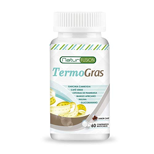 Adelgazante + quemagrasas + supresor del apetito | Con garcinia cambogia, glucomanano, cetonas de frambuesa, mango africano, achicoria y café verde | Potente termogénico | 60 comprimidos masticables