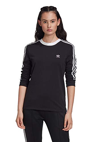 adidas 3 STR LS Camiseta de Manga Larga, Mujer, Negro (Black/White), 40