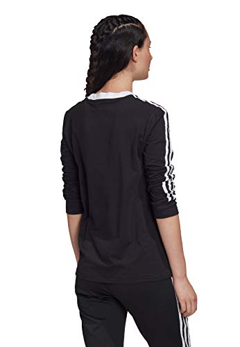 adidas 3 STR LS Camiseta de Manga Larga, Mujer, Negro (Black/White), 40