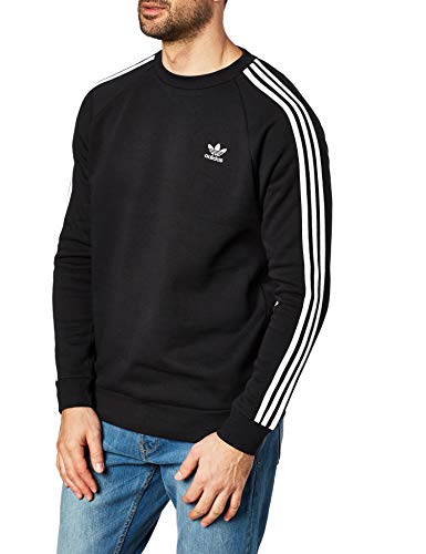 adidas 3-Stripes Crew Sudadera, Hombre, Black, 2XL