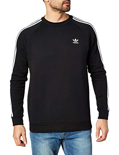 adidas 3-Stripes Crew Sudadera, Hombre, Black, 2XL