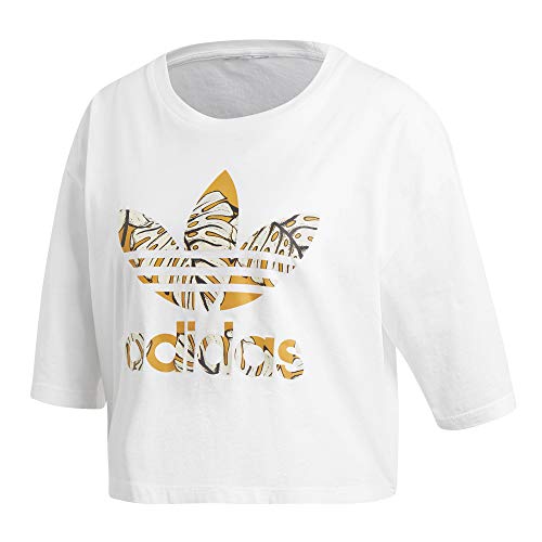 adidas Crop Top Camiseta para Mujer Blanco, 40