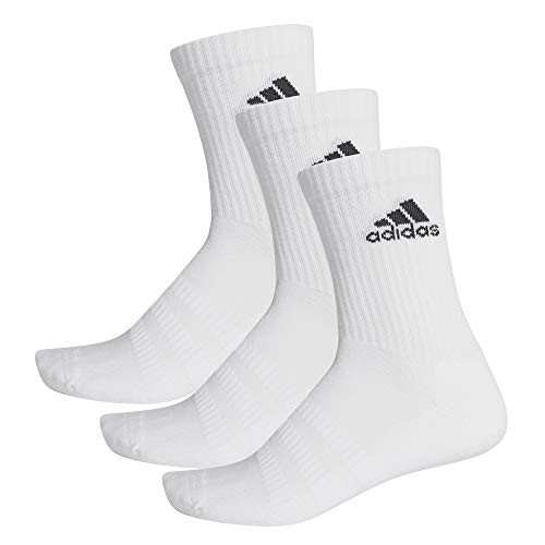 adidas CUSH CRW 3PP Socks, Unisex adulto, White/White/Black, L