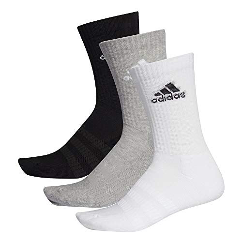 adidas Cushioned Crew Calcetines, Multicolor (Negro/Gris/Blanco), M (Pack de 3) Unisex adulto