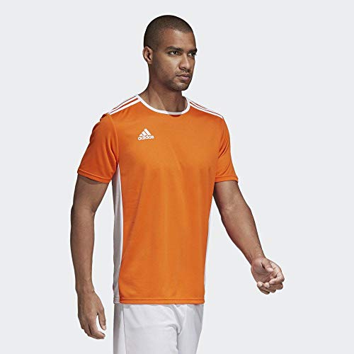 adidas Entrada 58 Camiseta de Fútbol para Hombre de Cuello Redondo en Contraste, Naranja (Orange/White), M