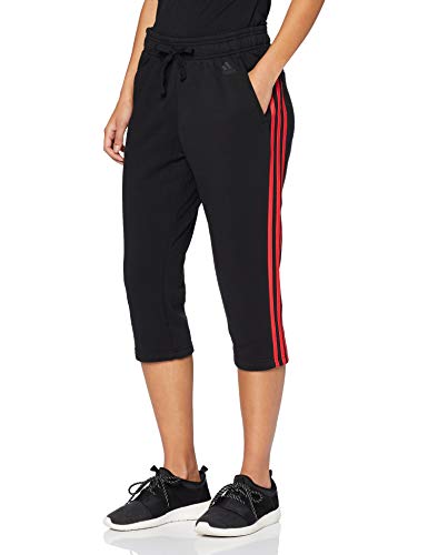 adidas Essentials pantalón con 3 de Rayas. Pantalón 3/4 de Mujer, Mujer, Color Black/Core Pink, tamaño Small