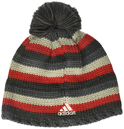 adidas Gorro con Textura para Hombre con pompón y pompón, Hombre, KY55Z MTC, Gris/Rojo, Talla única