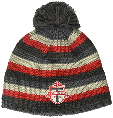 adidas Gorro con Textura para Hombre con pompón y pompón, Hombre, KY55Z MTC, Gris/Rojo, Talla única