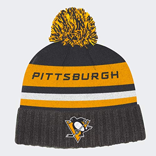 Adidas - Gorro de punto con pompón, diseño de pingüinos de Pittsburgh