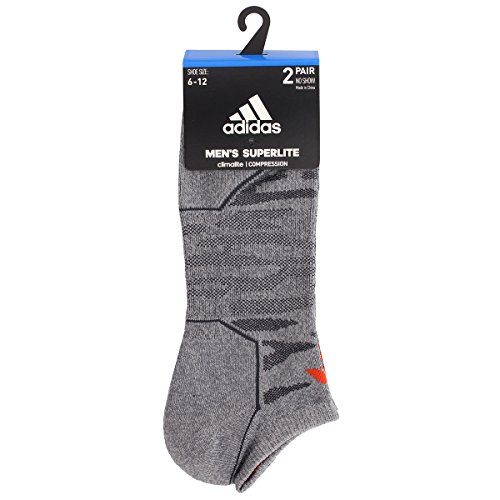 adidas Hombre Superlite Velocidad Malla no Show Calcetines (2 Unidades), Hombre, Vista Grey/Energy Red/Dark Grey