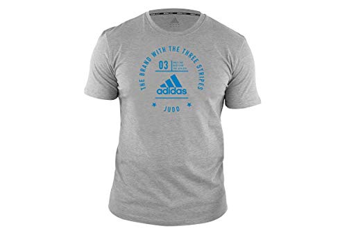 adidas Judo T-Shirt Men Women Martial Arts Gym Fitness Workout Training Top Camiseta para Hombre y Mujer, Gris, Small