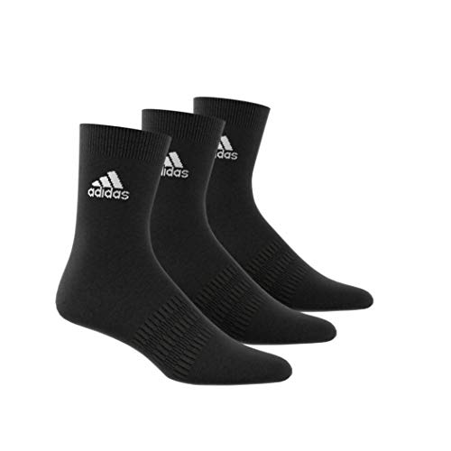 adidas Light Crew 3PP Calcetines, Unisex Adulto, Black/Black/Black, S